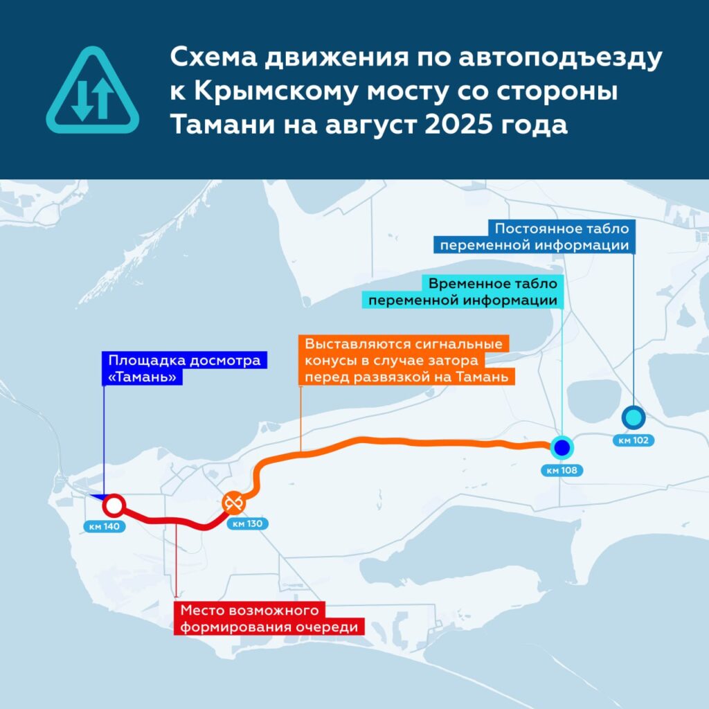 Схемы движения к Крымскому мосту в августе 2025 года: правила, ограничения и рекомендации